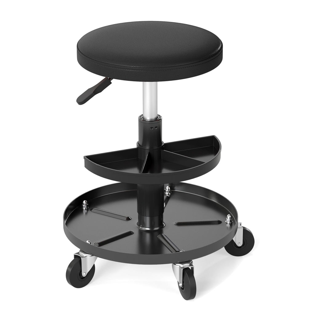 Adjustable Rolling Mechanic Stool with Tool Trays