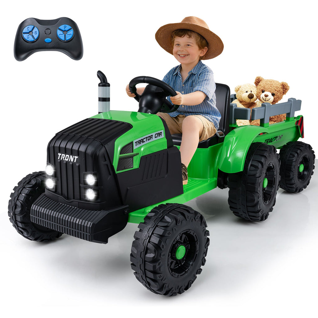 24V Ride On Tractor for Kids Electric Vehicle with Detachable Trailer and Remote Control