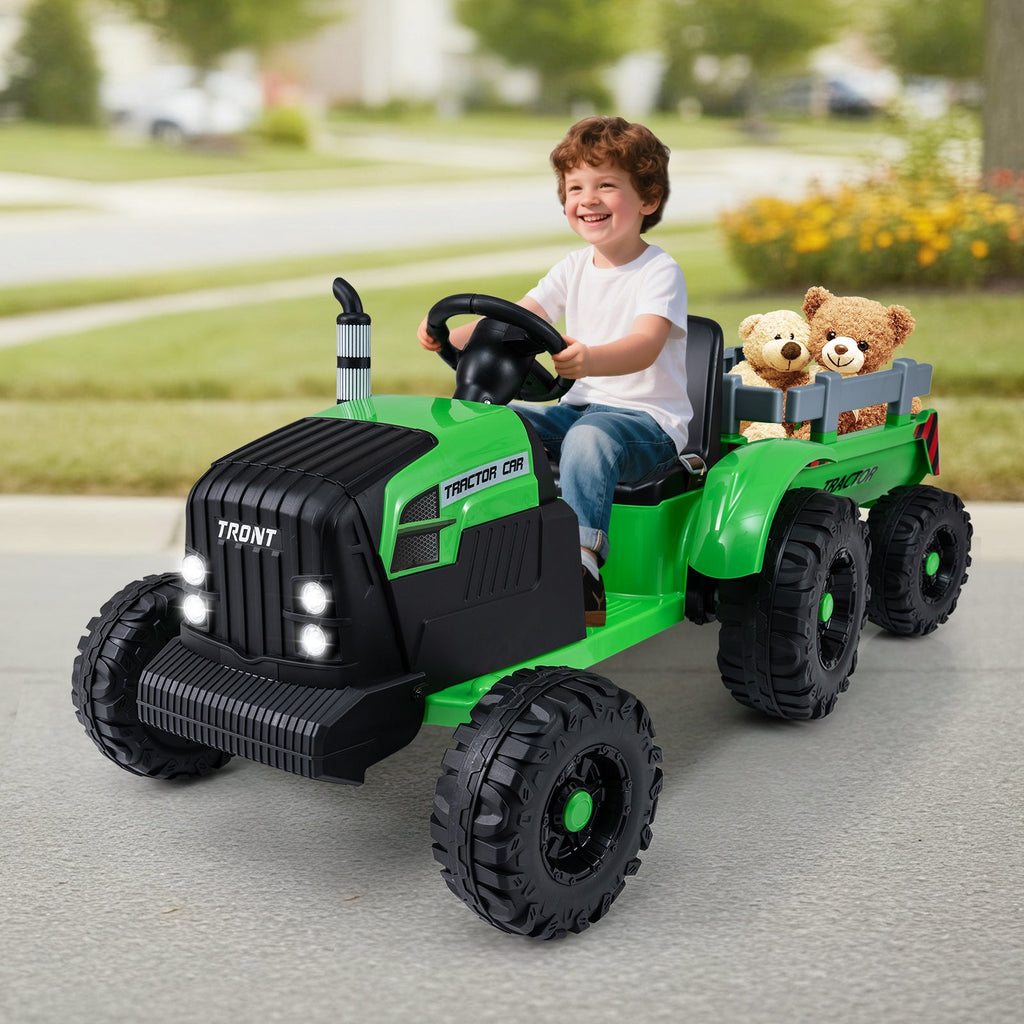 24V Ride On Tractor for Kids Electric Vehicle with Detachable Trailer and Remote Control