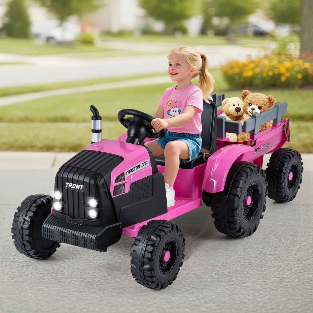 24V Ride On Tractor for Kids Electric Vehicle with Detachable Trailer and Remote Control