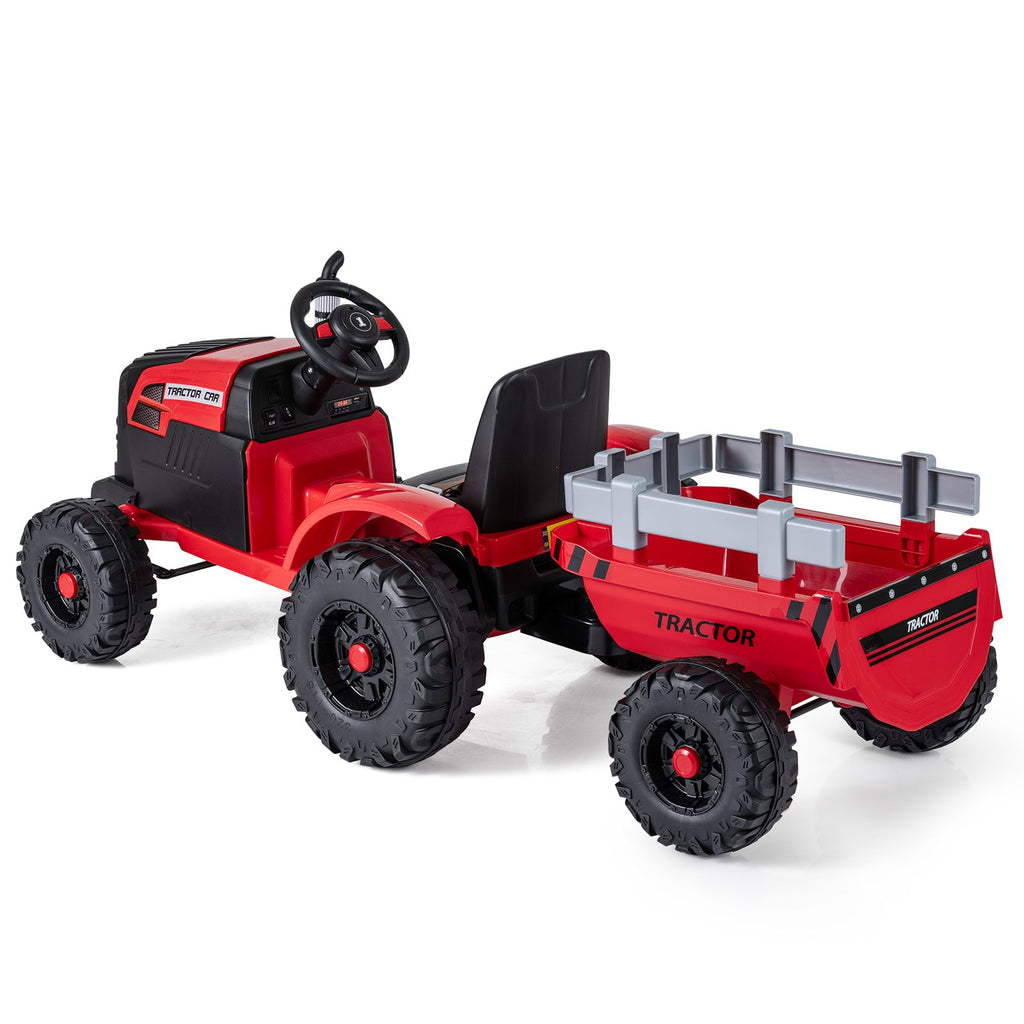 24V Ride On Tractor for Kids Electric Vehicle with Detachable Trailer and Remote Control