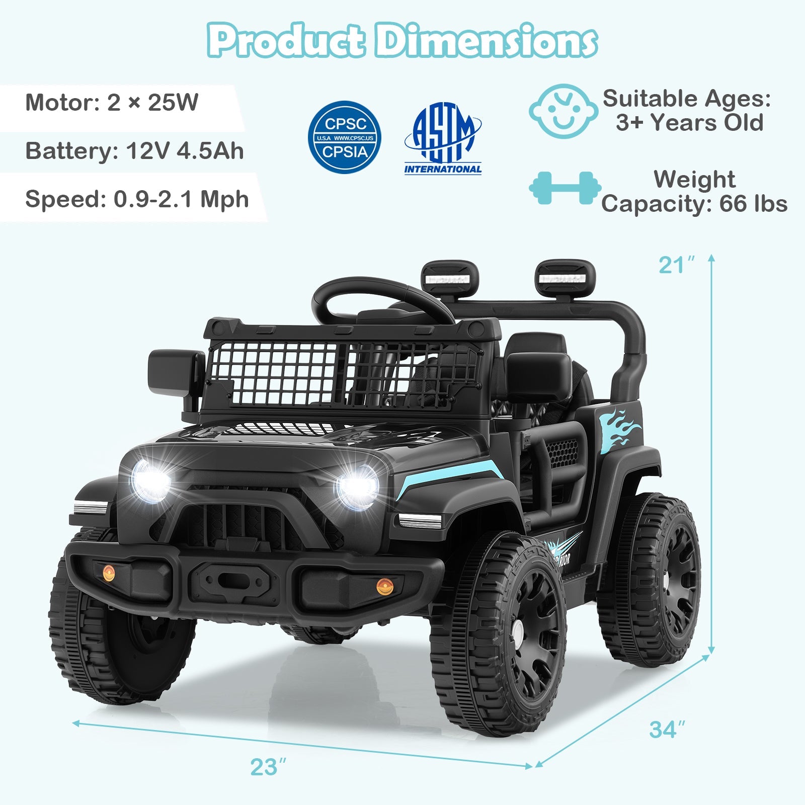 12V Kids Ride on Truck Car Battery Powered Electric Vehicle