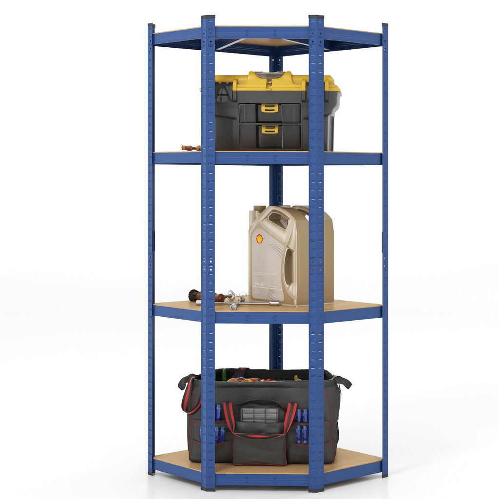 4-Tier Corner Shelving Unit Adjustable Garage Storage Utility Rack for Warehouse