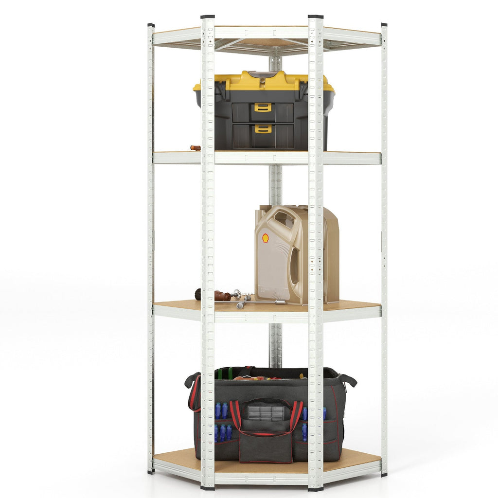 4-Tier Corner Shelving Unit Adjustable Garage Storage Utility Rack for Warehouse