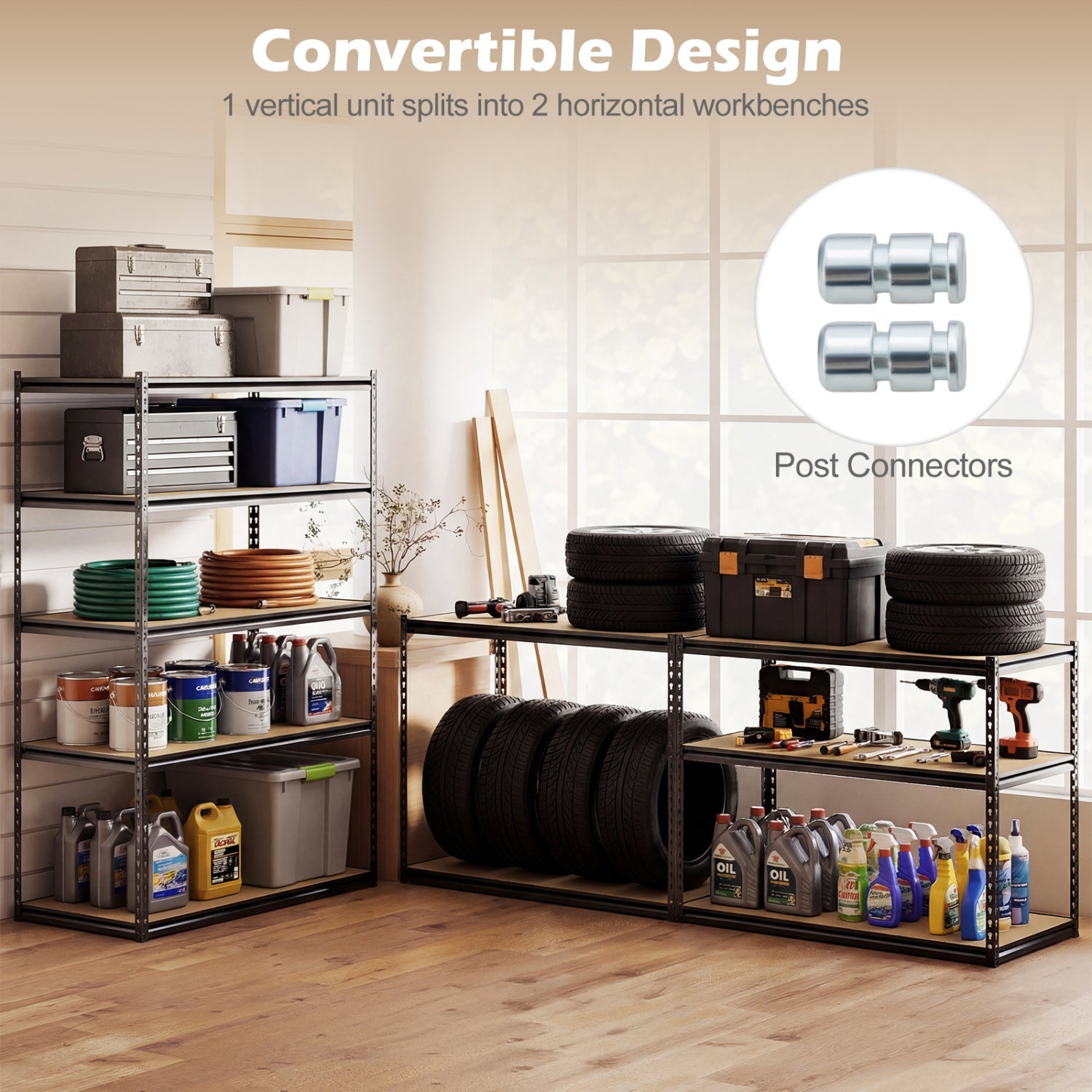 5-Tier Heavy Duty Garage Shelving Unit - 2200 LBS Capacity