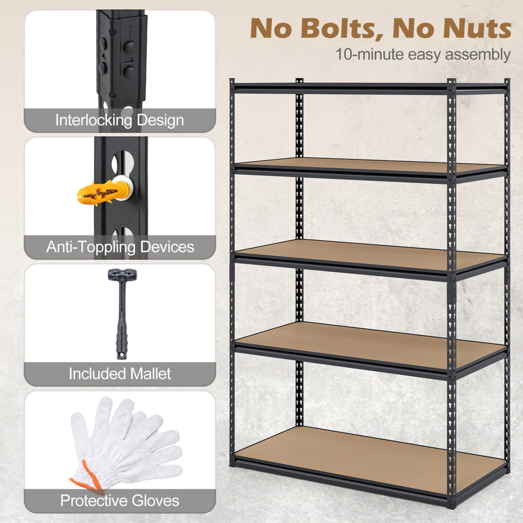 5-Tier Heavy Duty Garage Shelving Unit - 2200 LBS Capacity