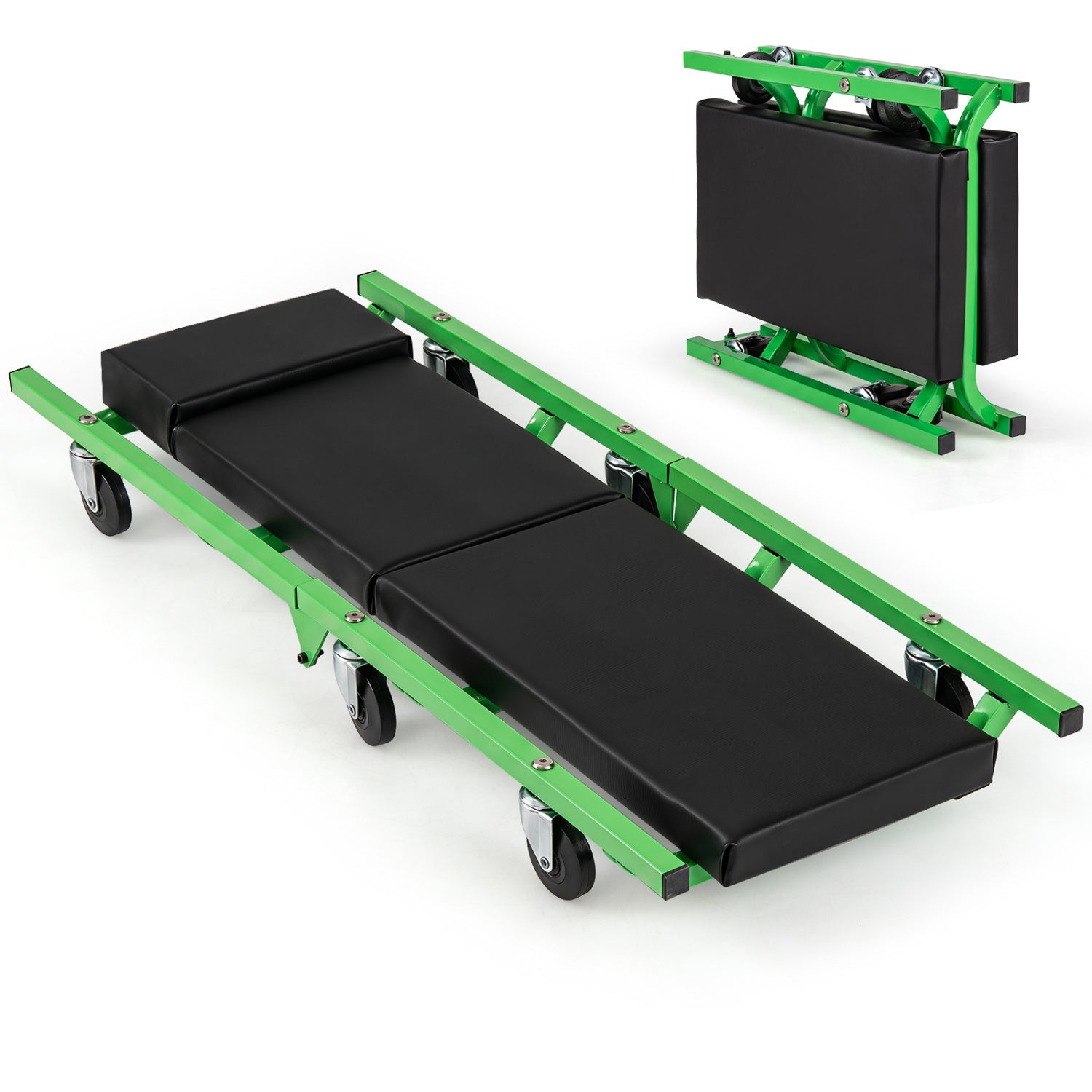 Foldable Automotive Creeper with 360° Swivel Wheels 330 lbs
