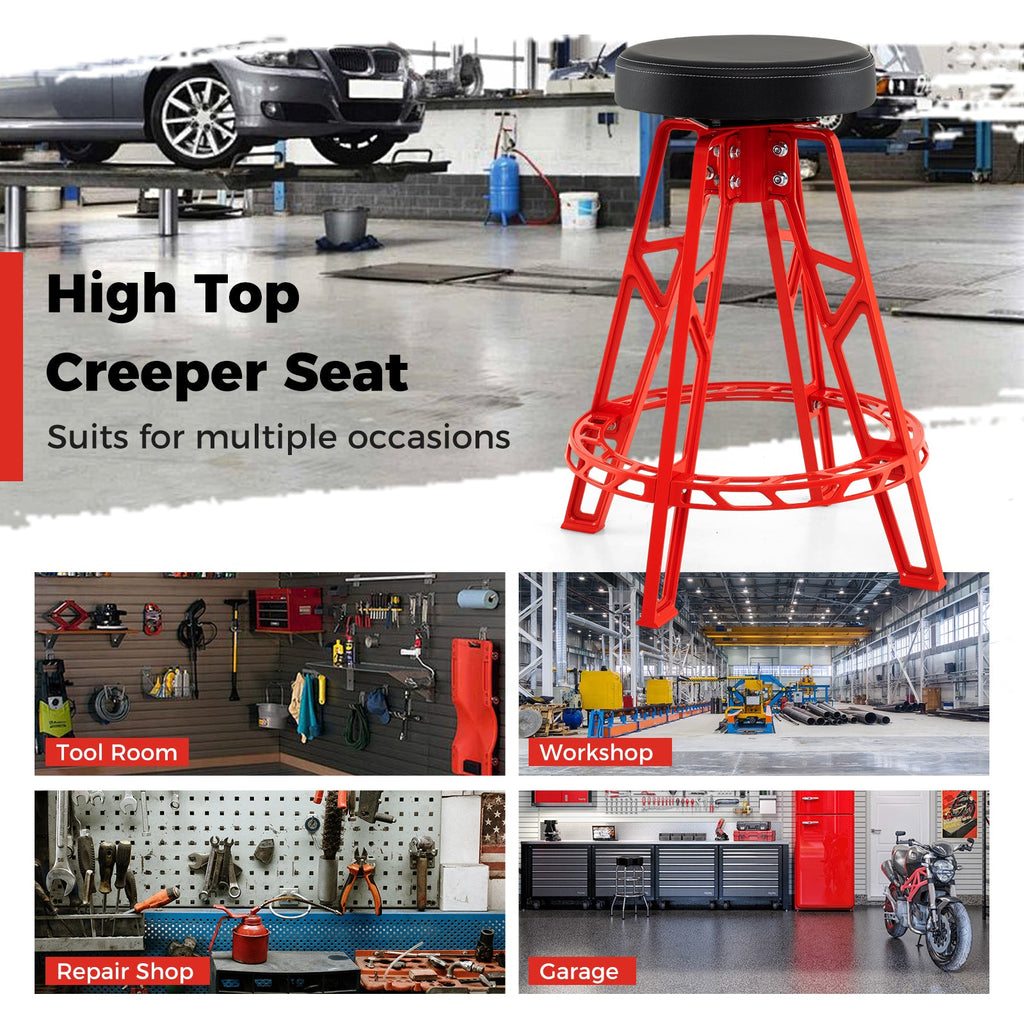 Heavy-Duty Aluminum Garage Bar Chair with 360¬∞ Swiveling Seat-Red