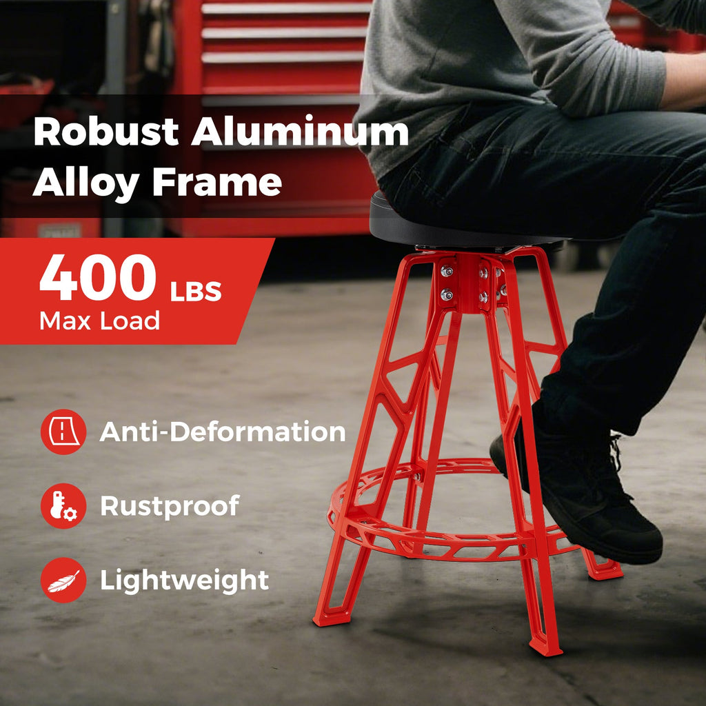 Heavy-Duty Aluminum Garage Bar Chair with 360¬∞ Swiveling Seat-Red