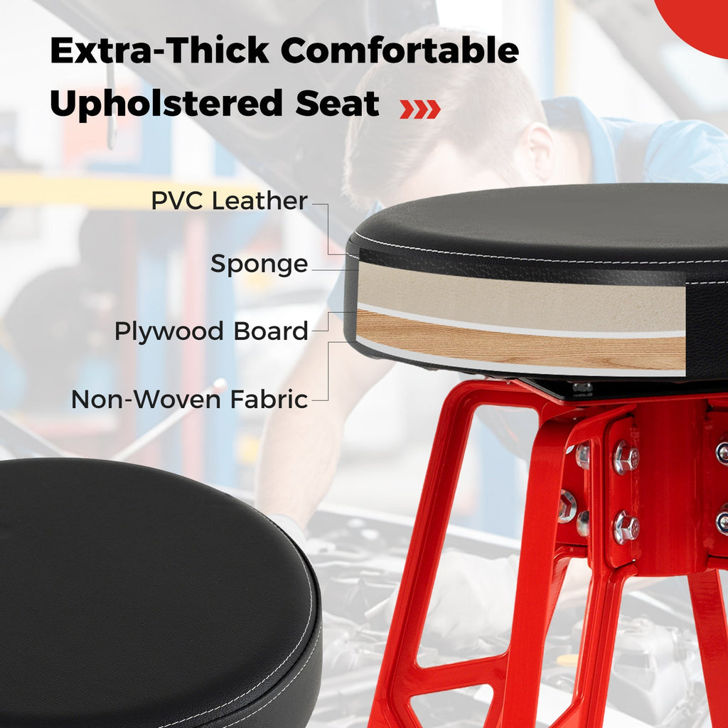 Heavy-Duty Aluminum Garage Bar Chair with 360¬∞ Swiveling Seat-Red