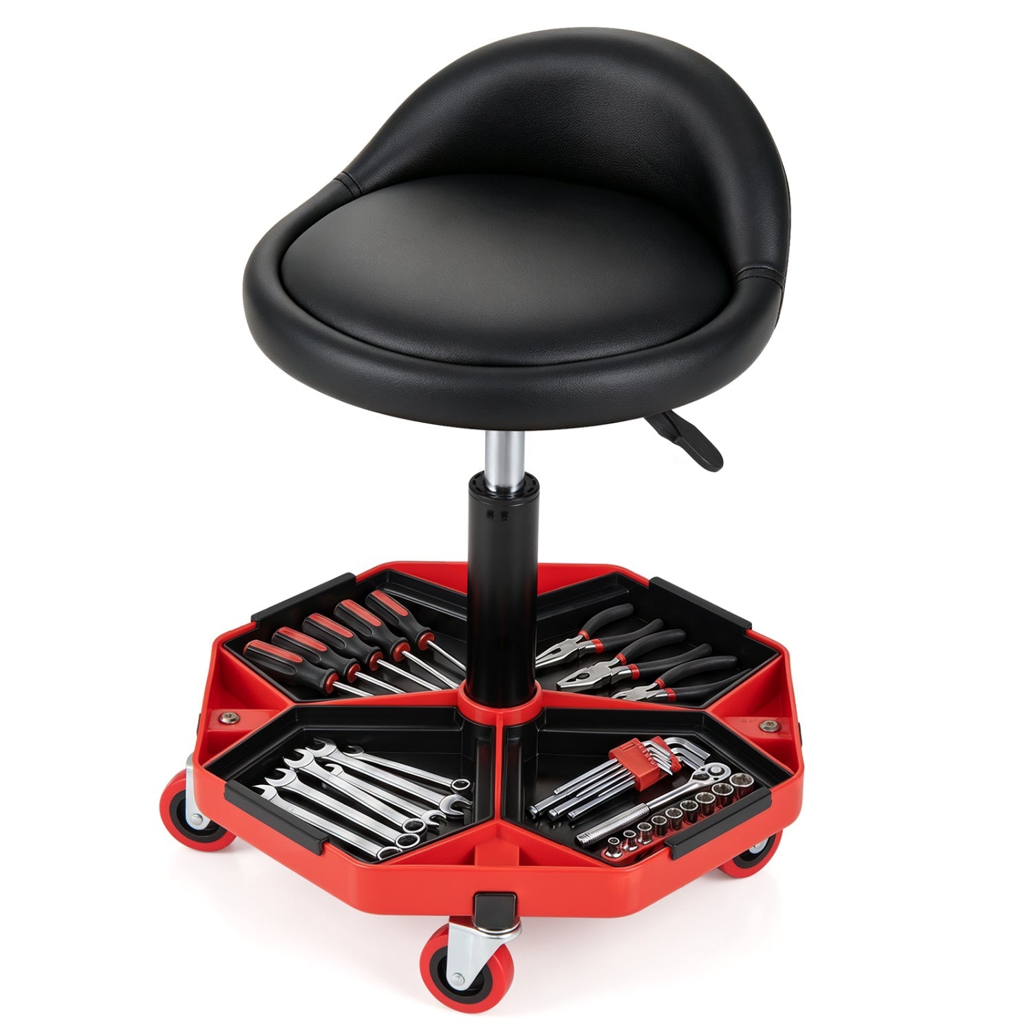 Adjustable Rolling Mechanic Seat with Storage Tray