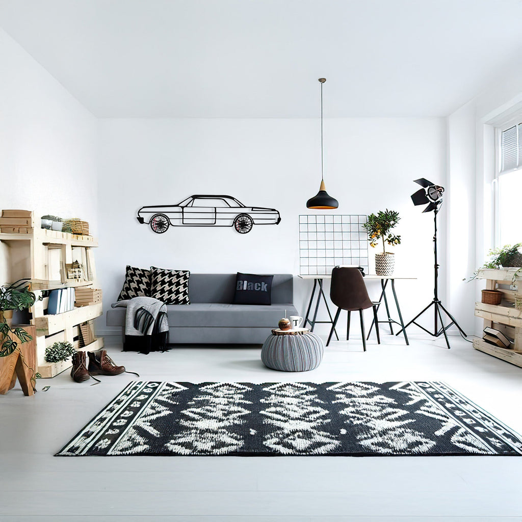 Chevrolet Impala Wall Art – Classic Steel Silhouette with Spinning Wheels-KAFMEKA019