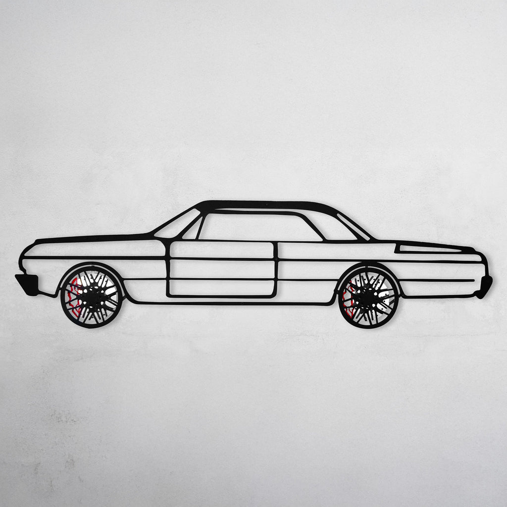 Chevrolet Impala Wall Art – Classic Steel Silhouette with Spinning Wheels-KAFMEKA019