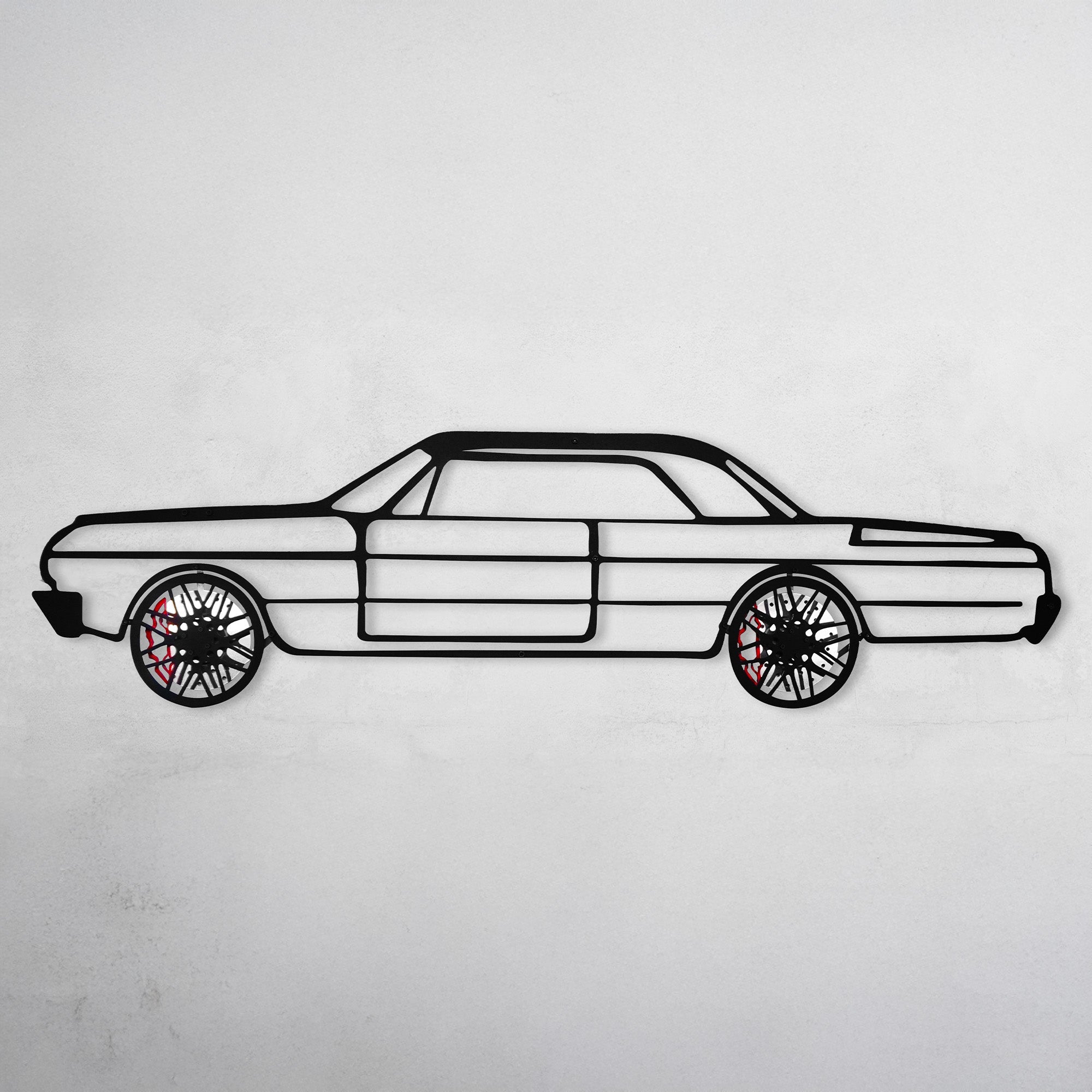 Chevrolet Impala Wall Art – Classic Steel Silhouette with Spinning Wheels-KAFMEKA019