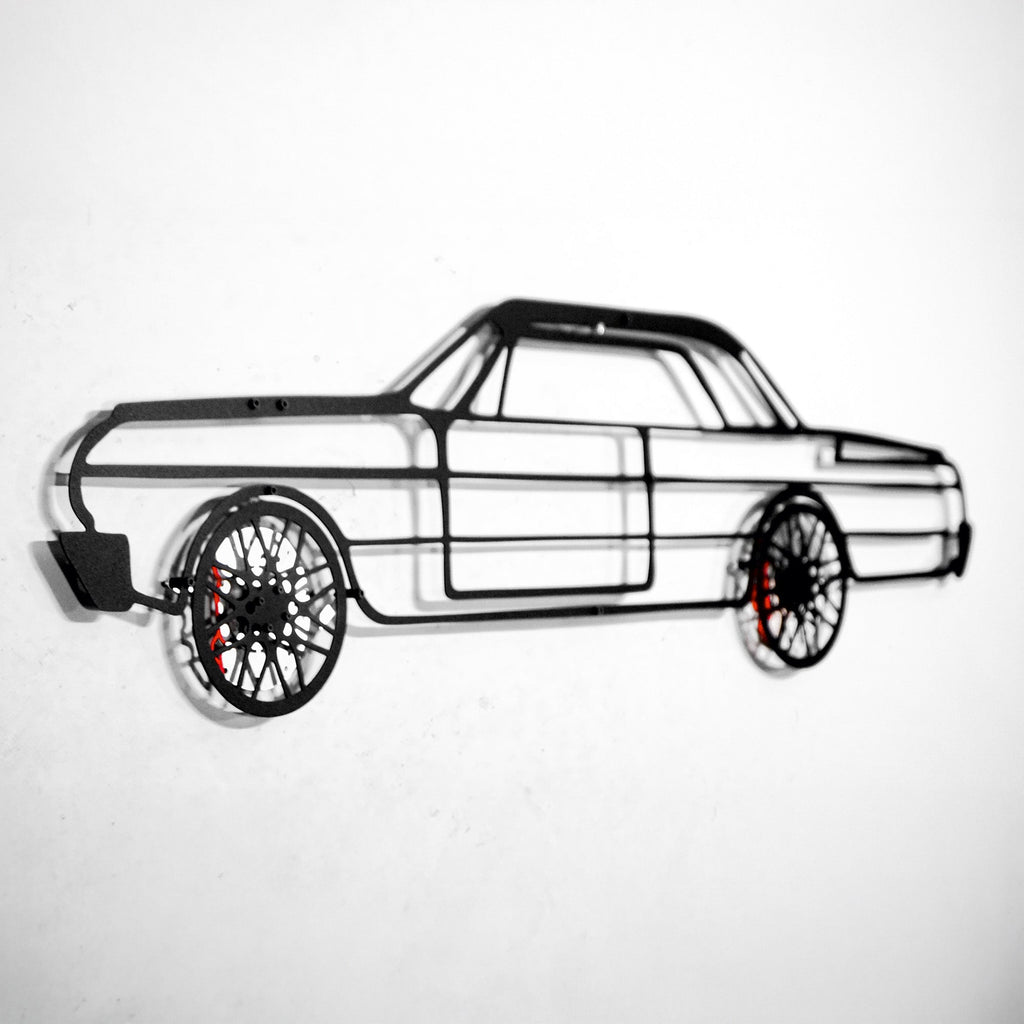 Chevrolet Impala Wall Art – Classic Steel Silhouette with Spinning Wheels-KAFMEKA019