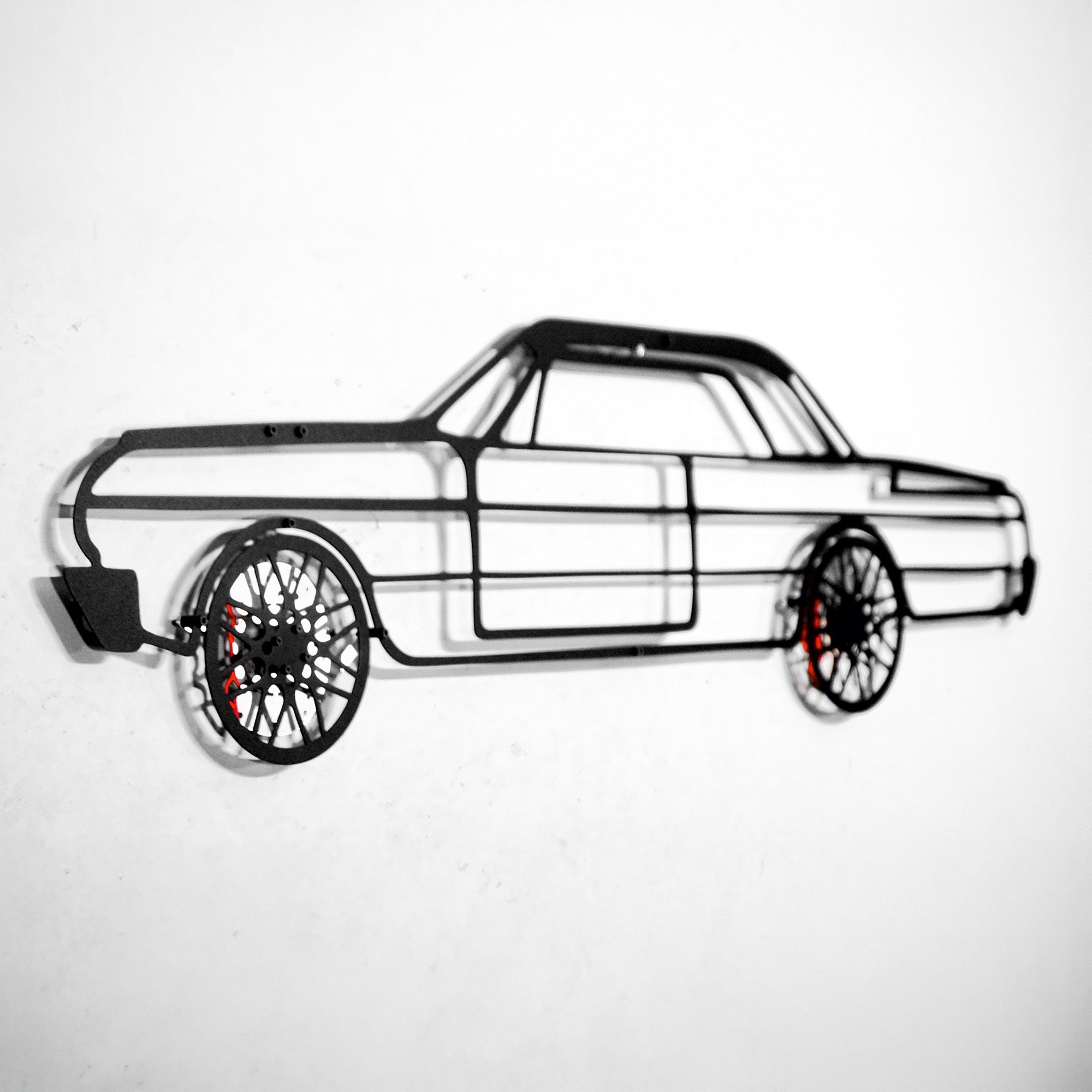 Chevrolet Impala Wall Art – Classic Steel Silhouette with Spinning Wheels-KAFMEKA019