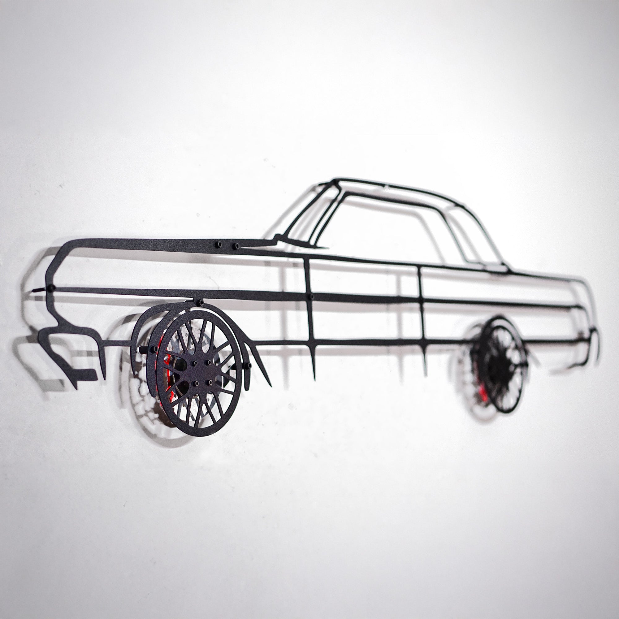 1964 Chevrolet Impala Wall Art – Classic Steel Silhouette with Spinning Wheels-KAFMEKA022