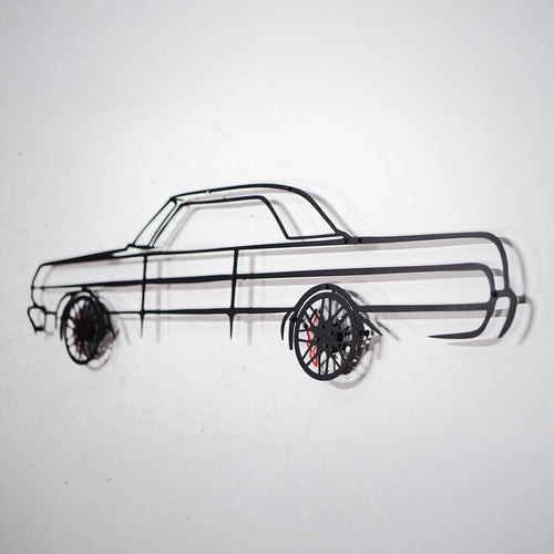 1964 Chevrolet Impala Wall Art – Classic Steel Silhouette with Spinning Wheels-KAFMEKA022