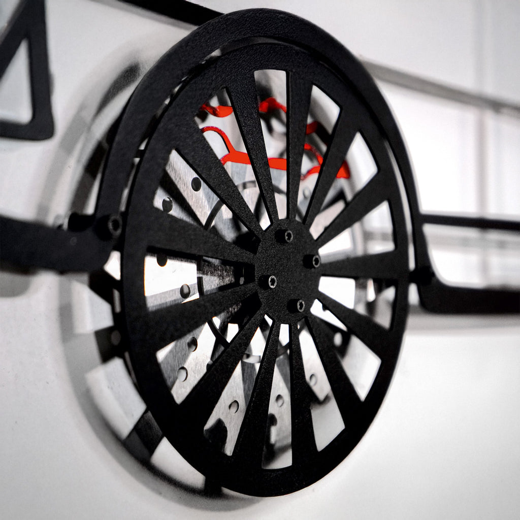 1964 Ford Mustang Wall Art – Classic Steel Silhouette with Spinning Wheels-KAFMEKA025