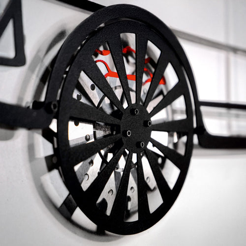 1964 Ford Mustang Wall Art – Classic Steel Silhouette with Spinning Wheels-KAFMEKA025