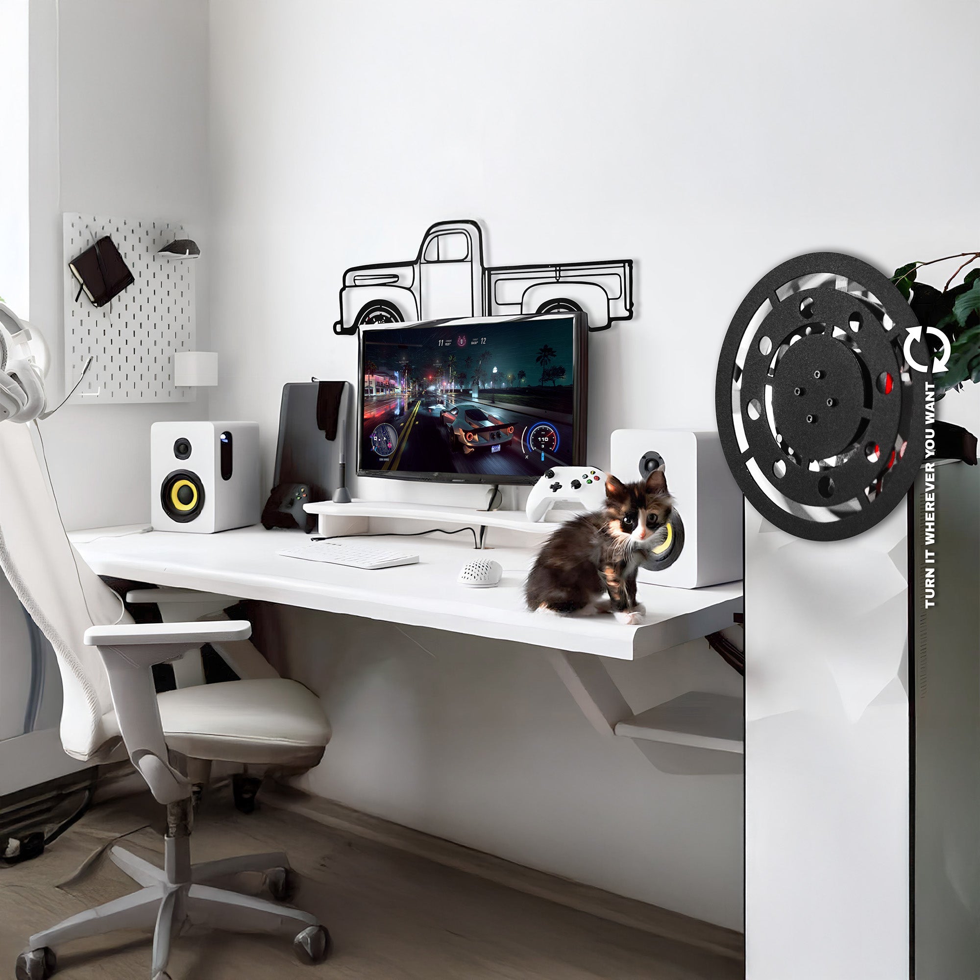 1949 Ford Pickup Wall Art – Classic Truck Steel Silhouette with Spinning Wheels-KAFMEKA041