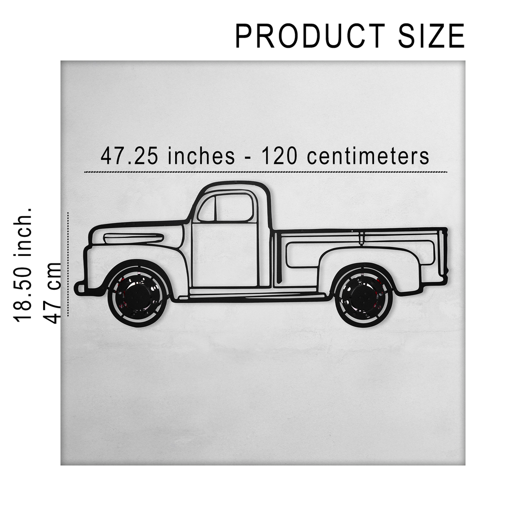 1949 Ford Pickup Wall Art – Classic Truck Steel Silhouette with Spinning Wheels-KAFMEKA041