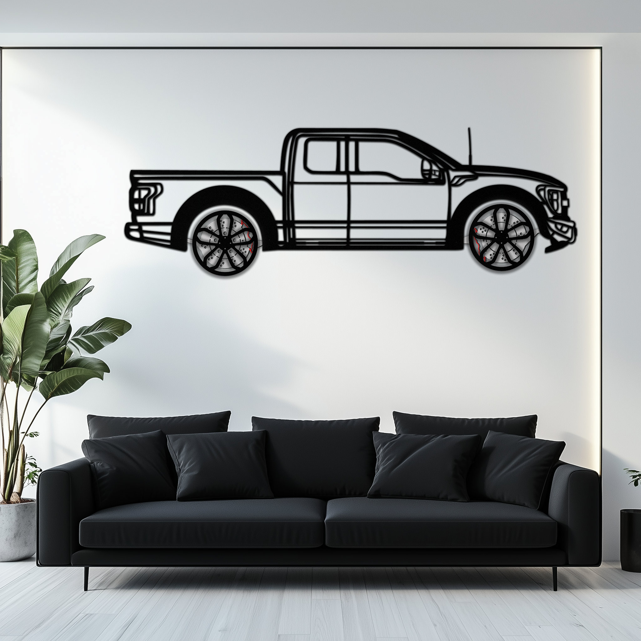 Ford F-150 Raptor Metal Wall Art with Rotating Wheels - 3D Interactive Truck Silhouette - Garage & Office Decor-KAFMEKA085