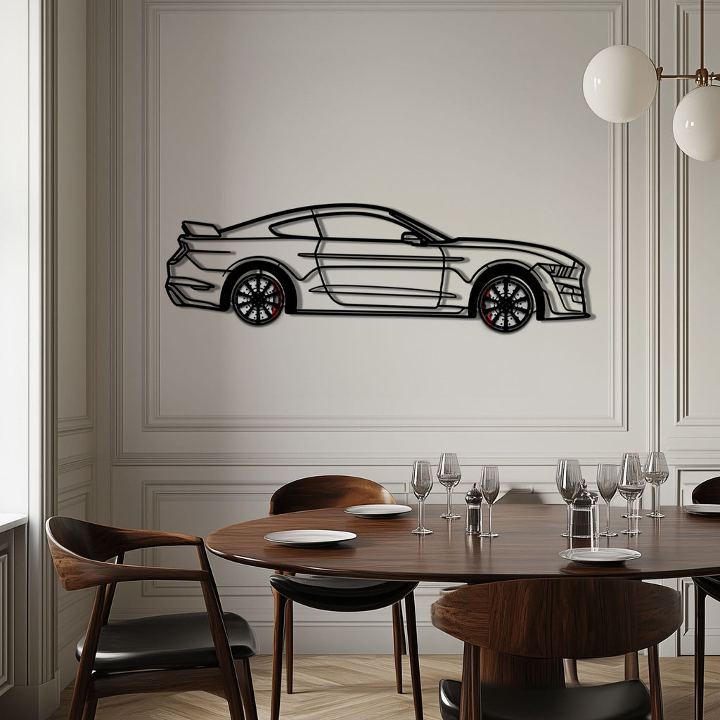 Ford Mustang Shelby GT500 Metal Car Wall Art with Rotating Wheels - Modern Muscle Silhouette Decor - Interactive Automotive Wall Art - KAFMEKA140