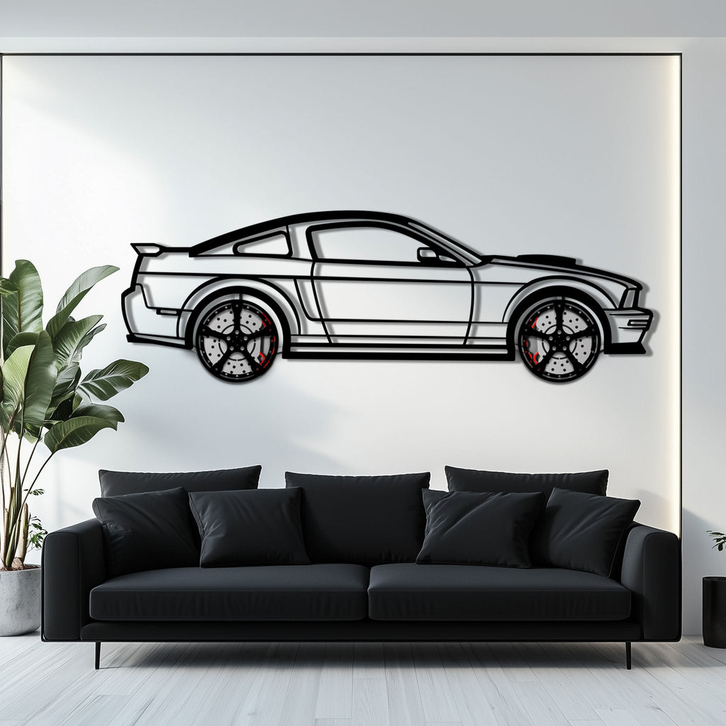 Ford Mustang GTR (2008) Metal Car Wall Art with Rotating Wheels - Modern Muscle Silhouette Decor - Interactive Automotive Wall Art - KAFMEKA139