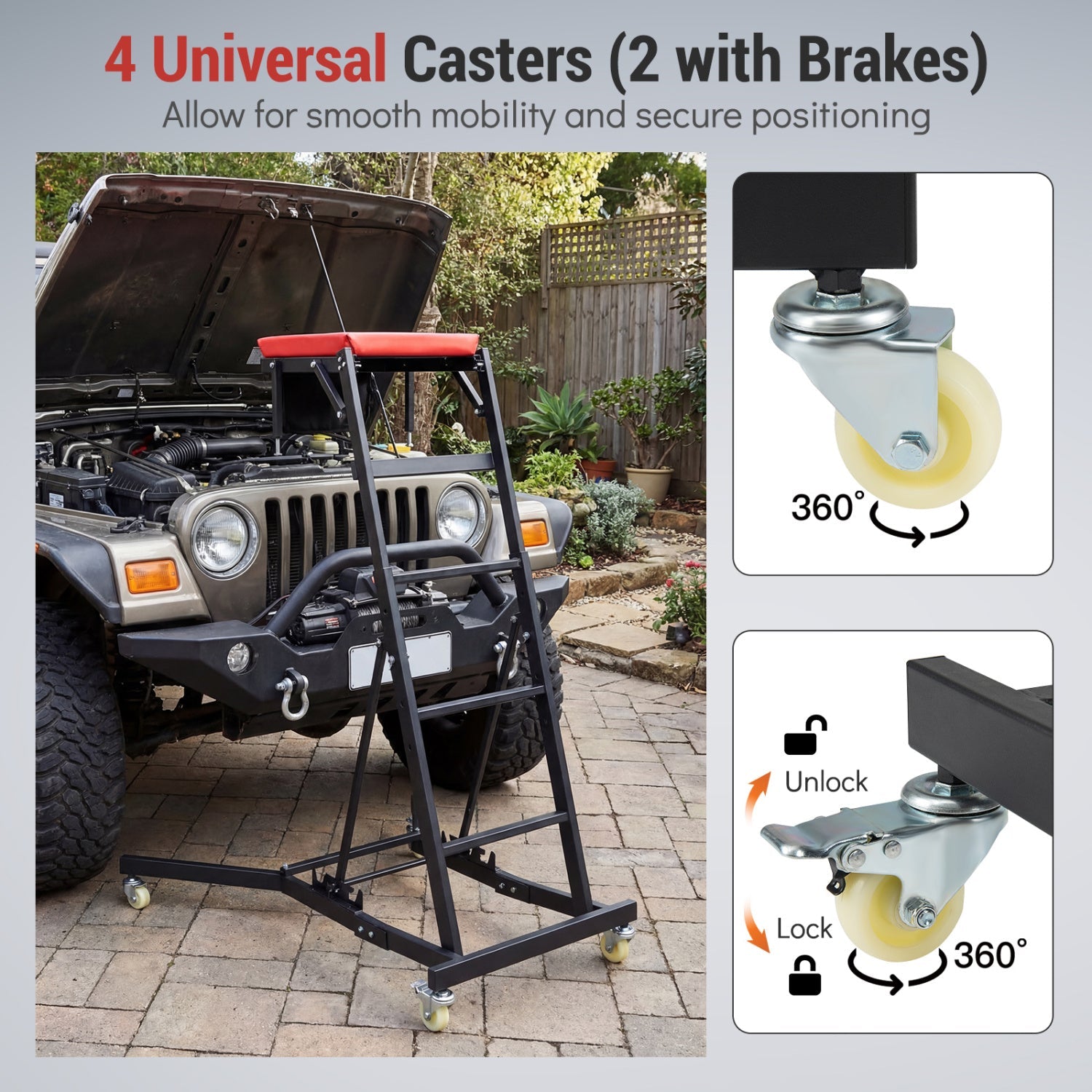 Topside Automotive Engine Creeper with 400 Pounds Capacity 42